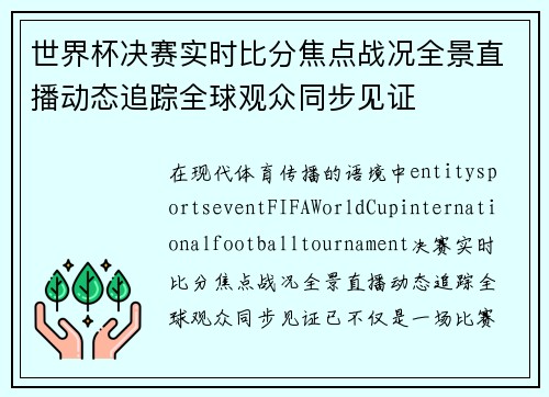 世界杯决赛实时比分焦点战况全景直播动态追踪全球观众同步见证